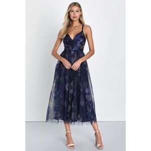 Lulu's Navy Floral Dress